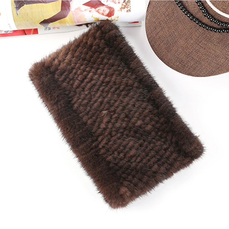 headbands for women Real fur hair band hair accessories Mink knitting female headband for hair Elastic band made scarf