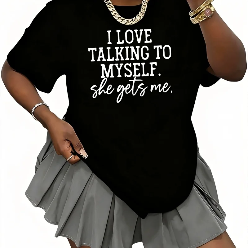 I Love Talking to Myself Women's T-Shirt 100% Cotton Fun Print Short Sleeve Top Casual Round Neck Tee S-5Xl