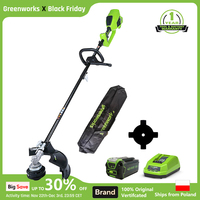 Greenworks Grass Trimmer Brushless Motor 800W Powerful G-MAX 40V 14Inch Cordless String Trimmer 4Ah Battery and Charger Included