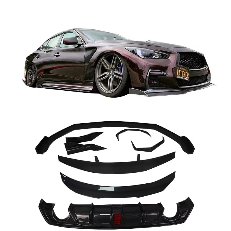High Quality  Body Kit Carbon Fiber Front Lip Rear Diffuser Side Skirts Rear Corners Mirror Cover Spoiler  for Infiniti Q60