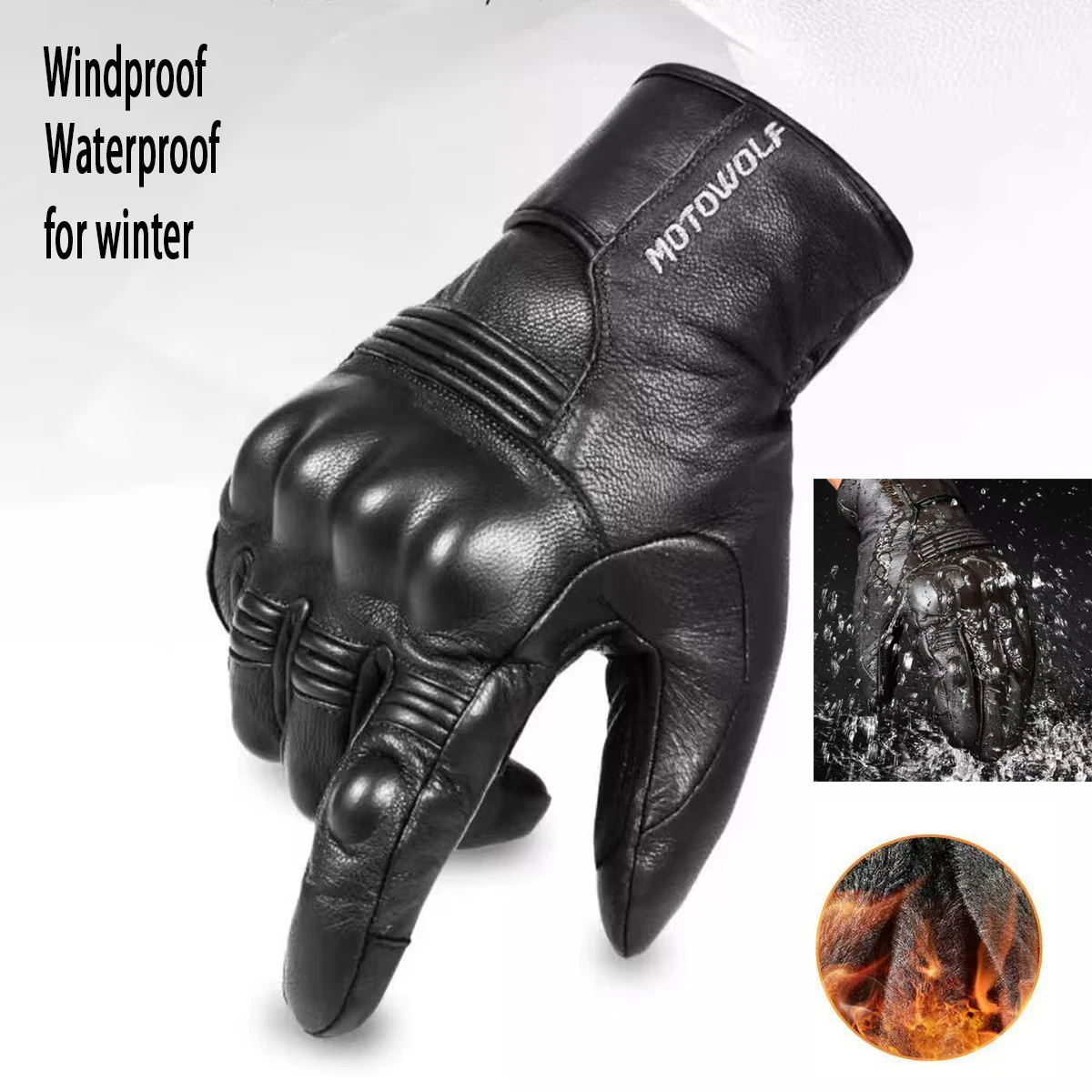 

Leather Riding Motorcycle Gloves Waterproof Windproof Winter Warm Summer Breathable Touch Operate Guantes Moto Fist Palm Protect