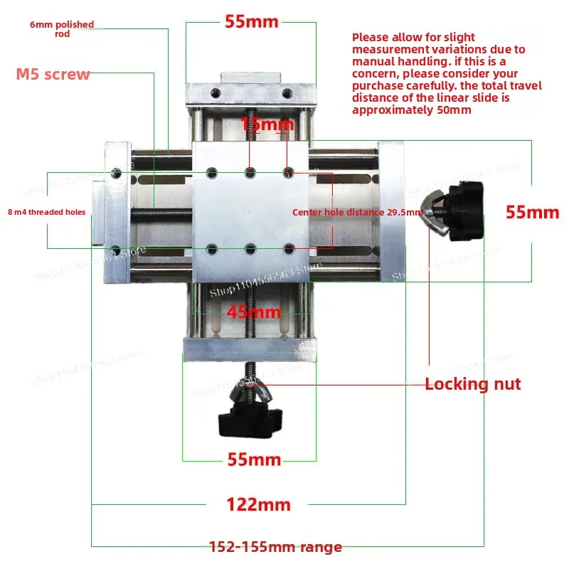 Precision XY Linear Module Cross Slide Table for Manual Translation Drill Screw Fine-Tuning Hand Slide Tool