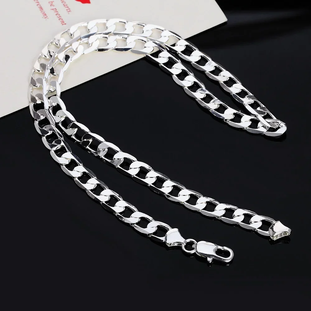 Wholesale 925 Sterling Silver Necklace 2-12mm Width 40-75cm Long Chain Lobster Clasp Men and Women Engagement Jewelry