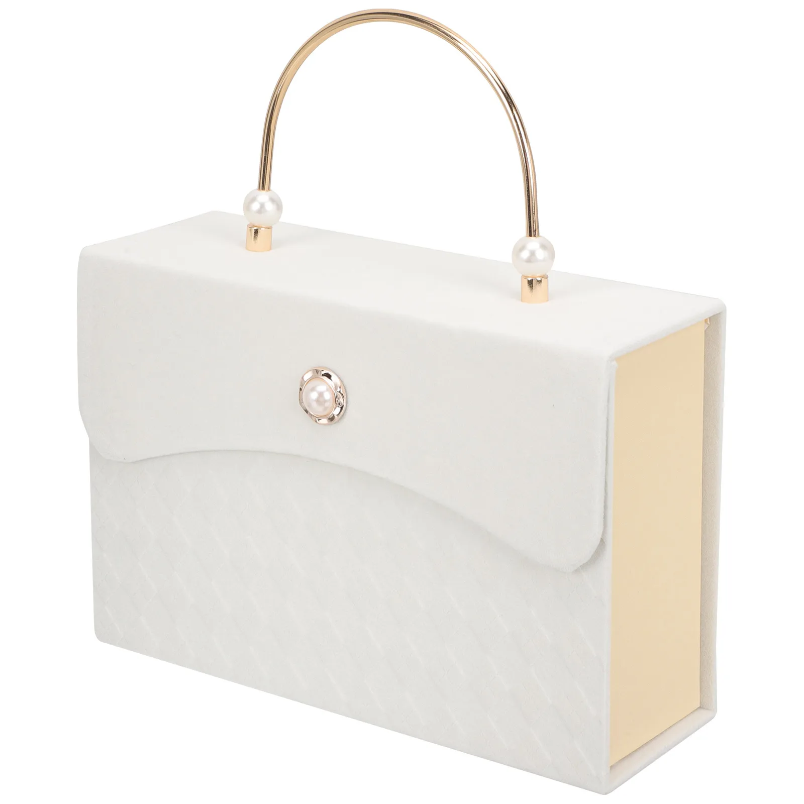 

Bridesmaid Gift Box Large White Round Handle Pearl Metal Clamshell Storage Wedding Birthday Party Favors Present Case Packaging