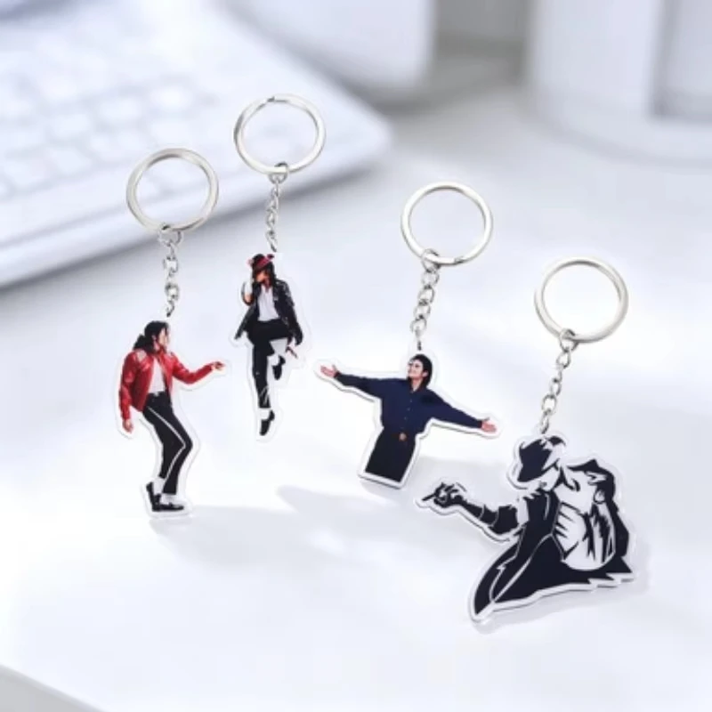 1/4Pcs Michael Jackson Acrylic Keychain, Artist Singer Figure Backpack Pendant, Decorative Bag Charm Collectible Gift