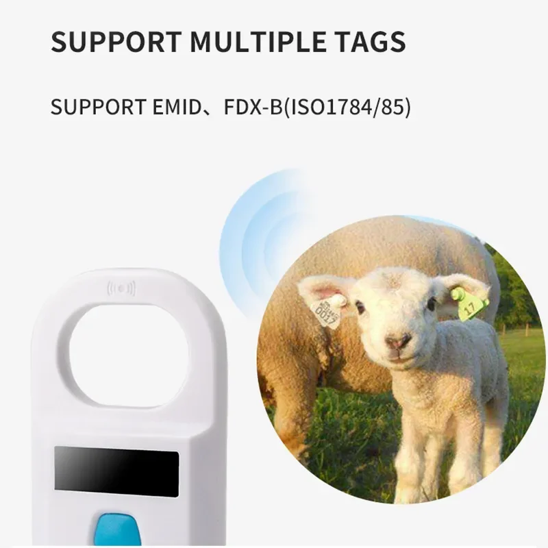Portable 134.2KHz Animal RFID Identificacion Reader EMID FDX-B125KHz Pet Cat Fish Dog Cow Sheep Ear Tag Microchip Scanner