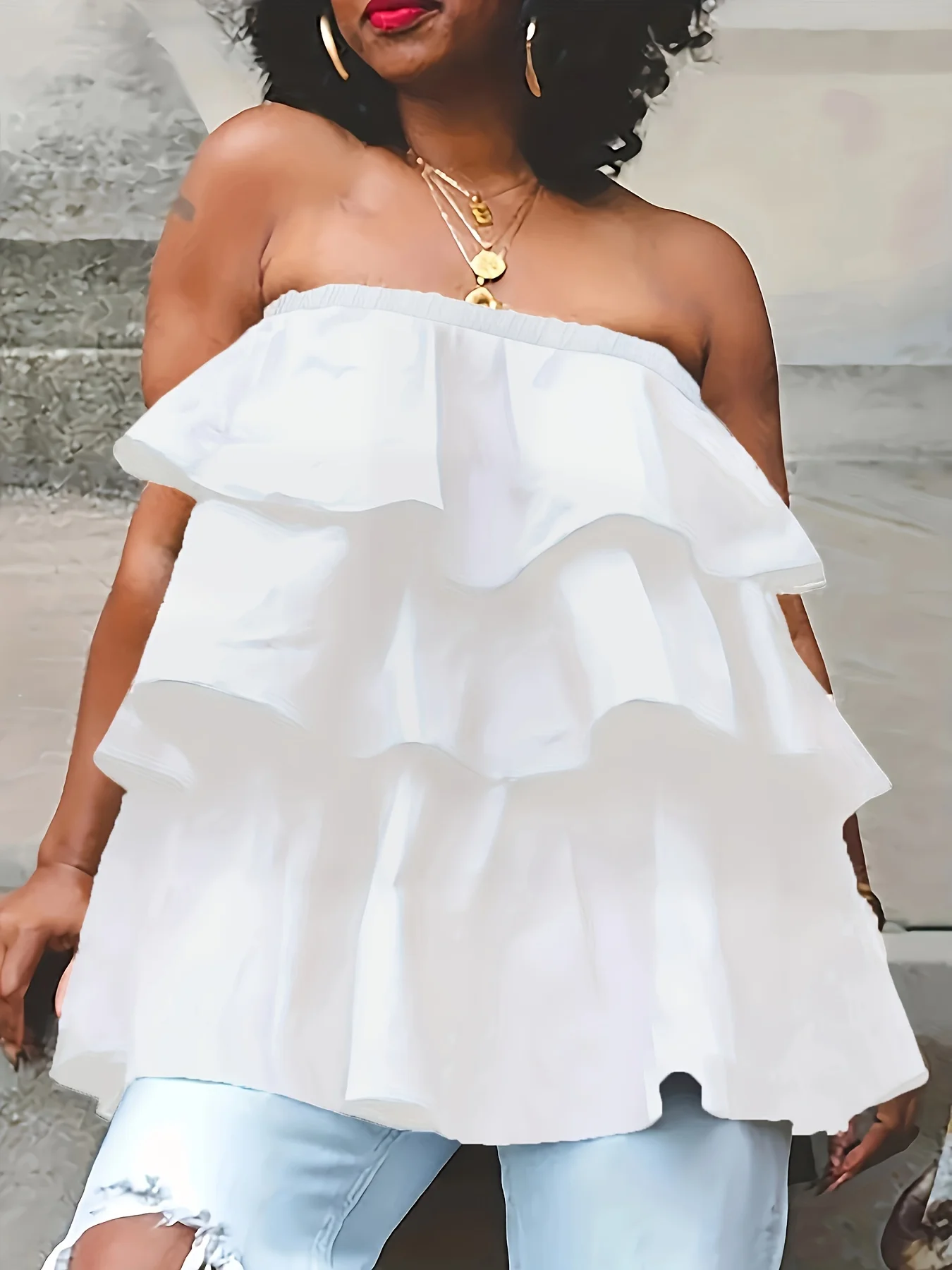 

Large Size Sexy Casual Pure Color Patchwork Backless Blouse with Straps