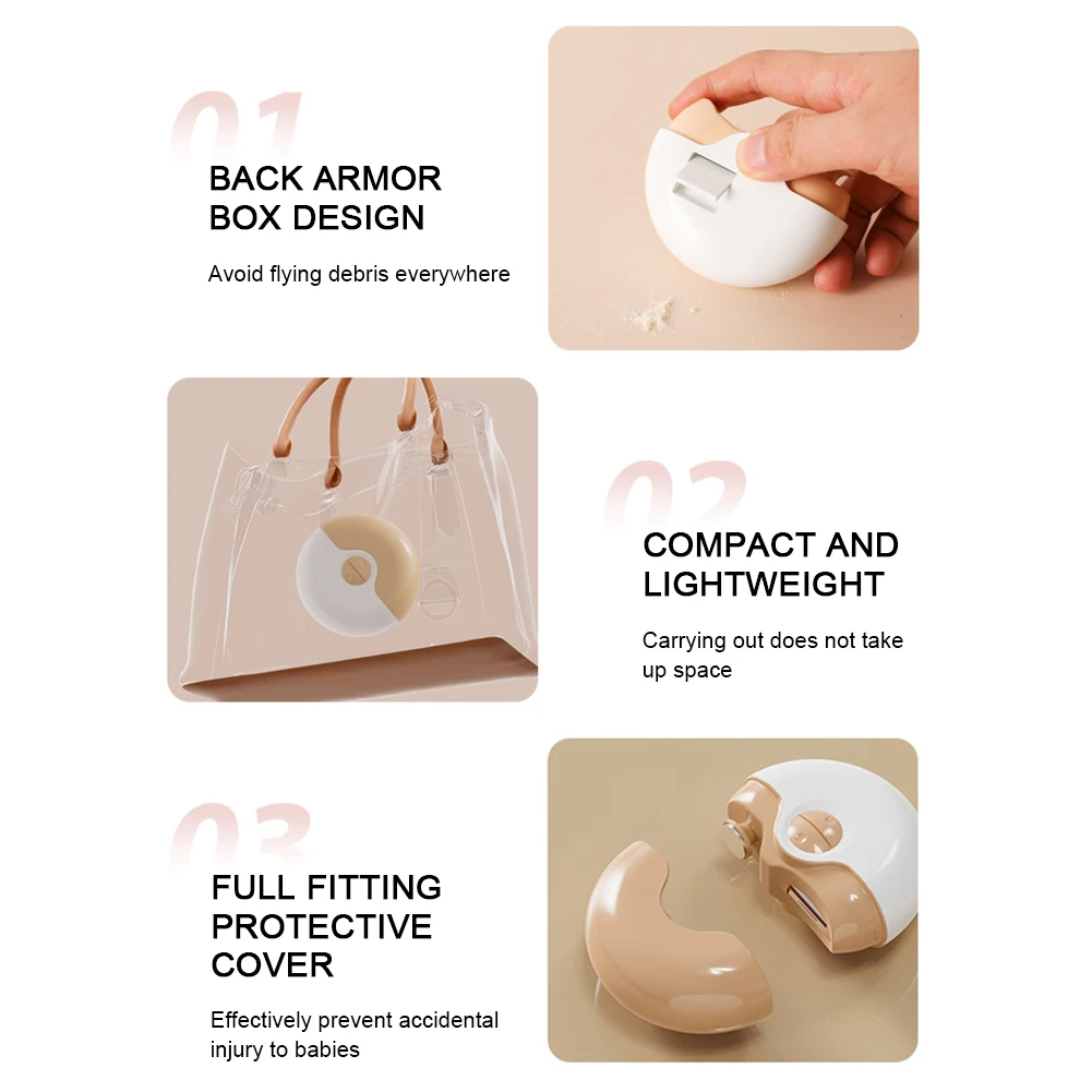 Cortauñas automático de pulido eléctrico 2 en 1, recortador de uñas de seguridad recargable por USB para viajes en casa