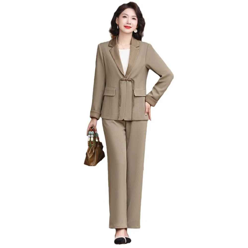 New Chinese mother fashion casual suit jacket foreign style middle-aged and elderly women's spring autumn temperament two  GJ1