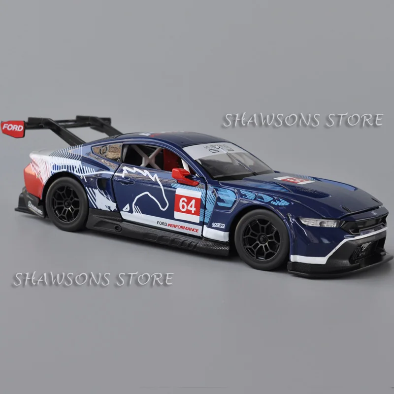 

1:24 Scale Diecast Model Racing Car Toy Ford Mustang GT3 Miniature Replica Sound & Light Collectible