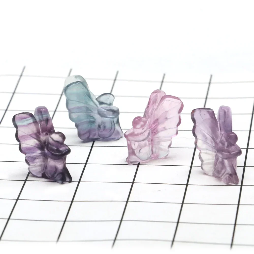 

Mineraali Random Butterfly Fairy Natural Rainbow Fluorite Pendulum Reiki Crystal Spiritual Gems Creatively Carved Amulets Mascot
