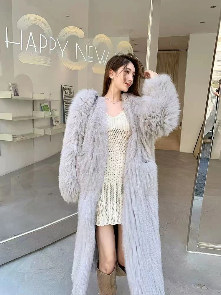 معاطف شتوية ميدي من الفرو الصناعي للنساء Y2K سترة فاخرة فضفاضة منفوشة للسيدات ملابس خارجية دافئة وأنيقة من الفرو
