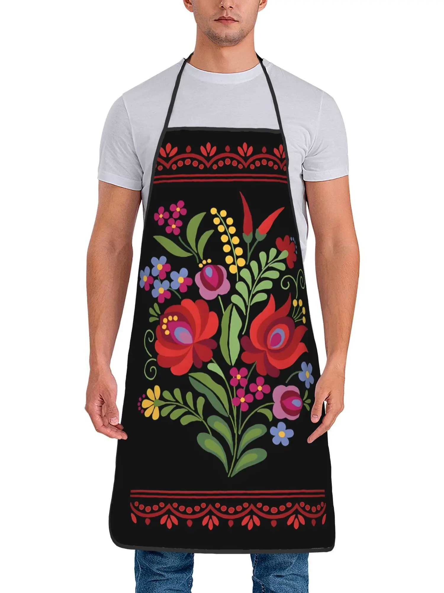 【Spicy Kitchen】Retro Chili Print Apron, Stain-Resistant & Easy To Wash, Universal Apron for Household Chores, BBQ & Cooking