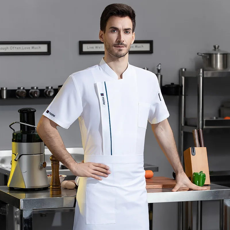 

Летняя униформа повара с короткими рукавами, белого цвета, подходит для отелей, ресторанов, пекарен и кухонного персонала.