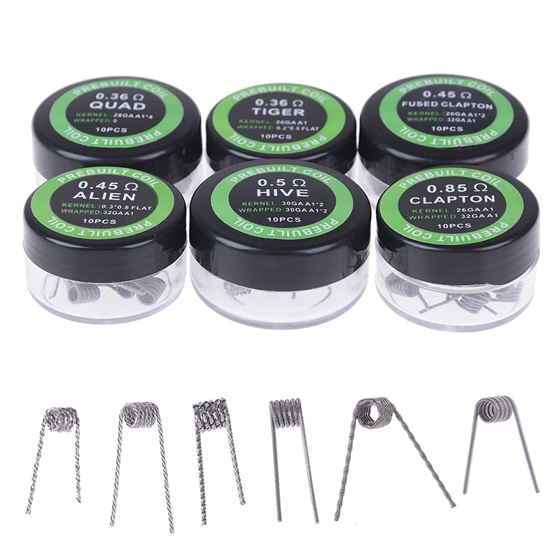 10 pezzi di bobine di alveare intrecciate intrecciate Premade Wrap Alien Mix Twisted Quad Tiger resistenza al riscaldamento Rda Coil Tool Parts