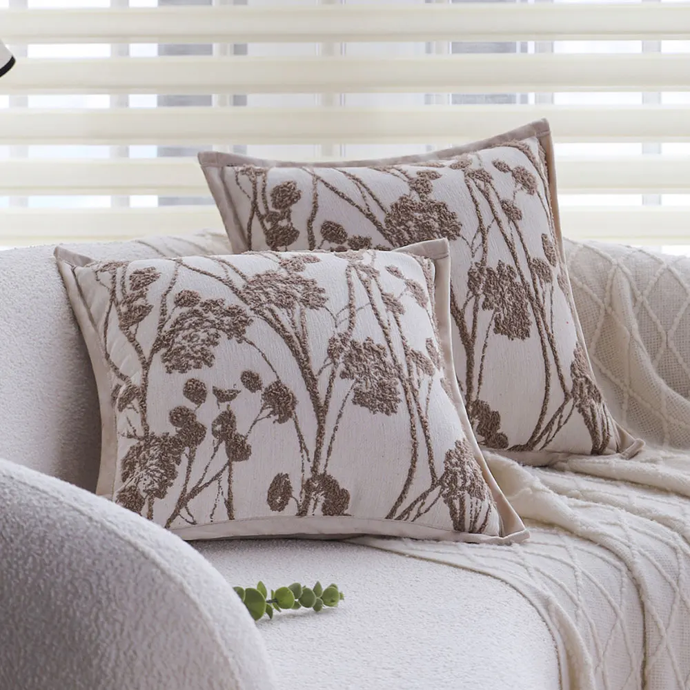 Floral Cushion Cover 45x45 Vintage Soft Throw Pillow Cover for Sofa Living Room Jacquard Pillowcase Nordic Style Home Decor