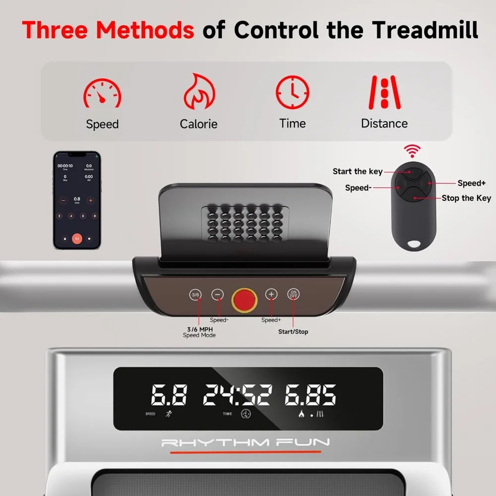 جهاز مشي محمول بقوة 2.5 حصان تحت المكتب للمنزل والمكتب - وسادة مشي بسعة 300 رطل، تصميم قابل للطي لممارسة التمارين الموفرة للمساحة