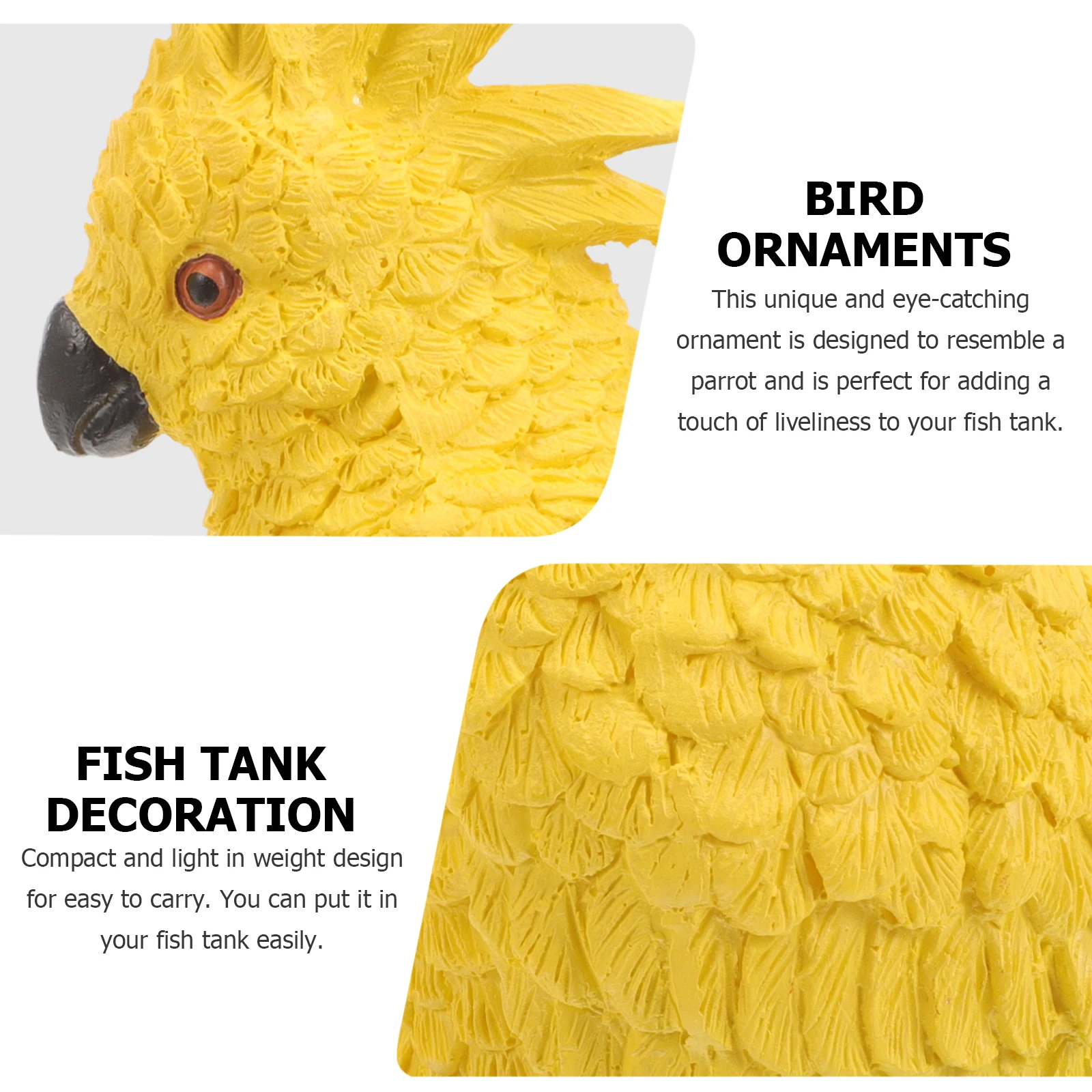 

Artificial Parrot Figurine Aquarium Decor Yellow Resin nament Fish Tank L scaping Wall Hanging Bird Statue Mini Garden