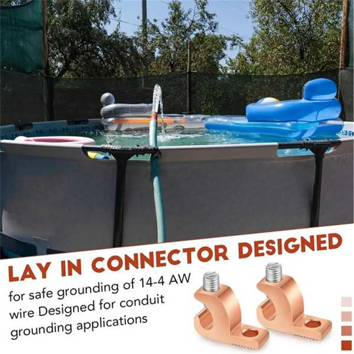 AT16 10xLay-in Connector Pool Bonding Lug Copper Conductor Lay-in Connector for Grounding Swimming Pool and Conduits,4-14 AWG