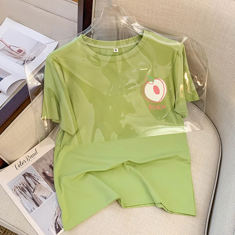 Women's Short Sleeve 2025 Summer New O-neck Loose T-shirt Fashion Simple Harajuku Tops Korean Casual All-match Tees