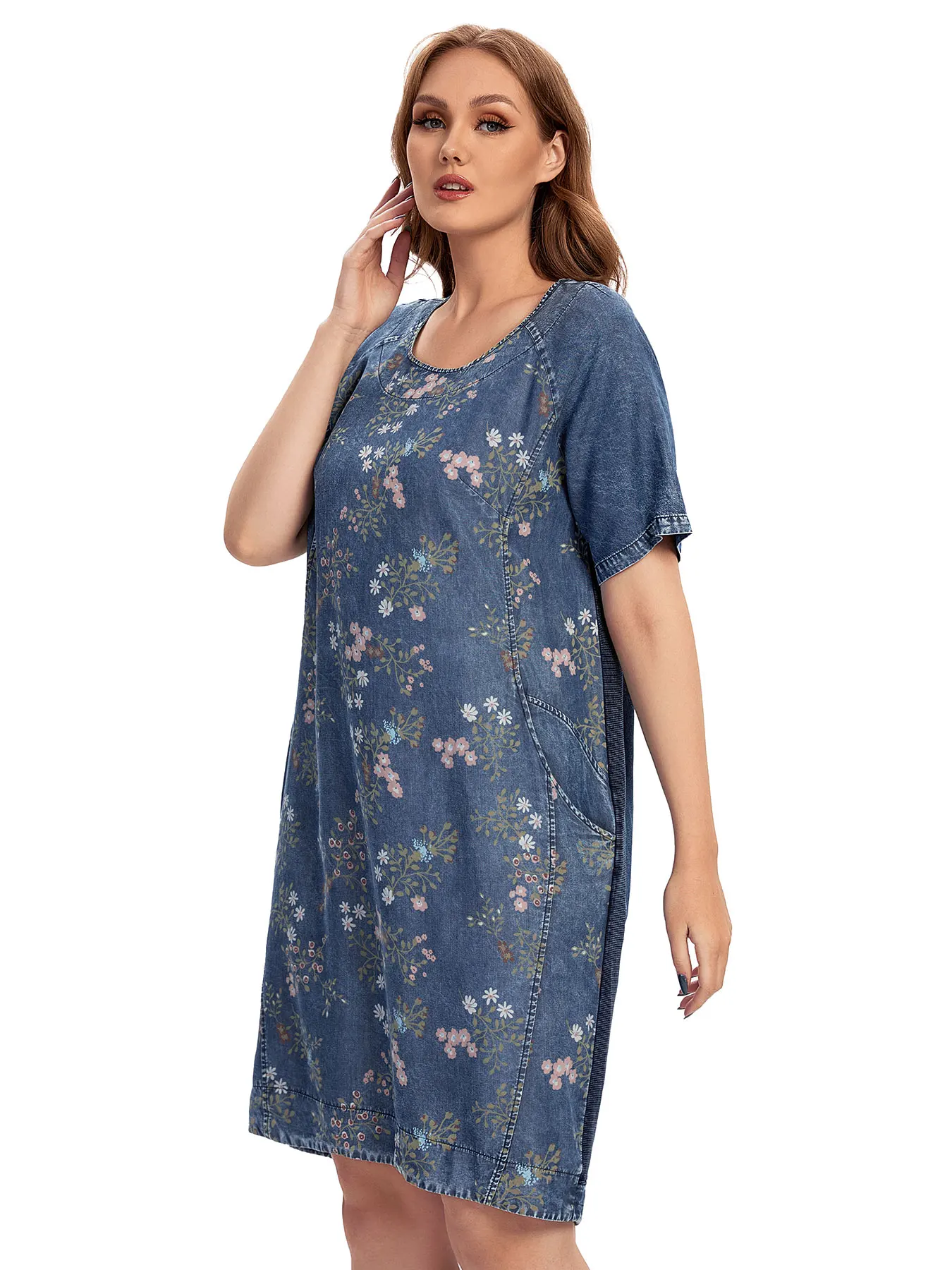 

Женское тканое весенне-летнее модное платье больших размеров