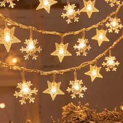 Fiocco di neve LED Luci della stringa Ghirlanda Decorazione di buon Natale per la casa 2024 Regali di Natale Cristmas Navidad Natal Capodanno 2025