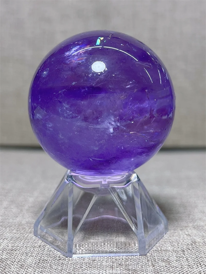 

Natural Amethyst Sphere With Rain Bow Free Form, Carving Reiki Healing Stone Home Decoration Exquisite Gift