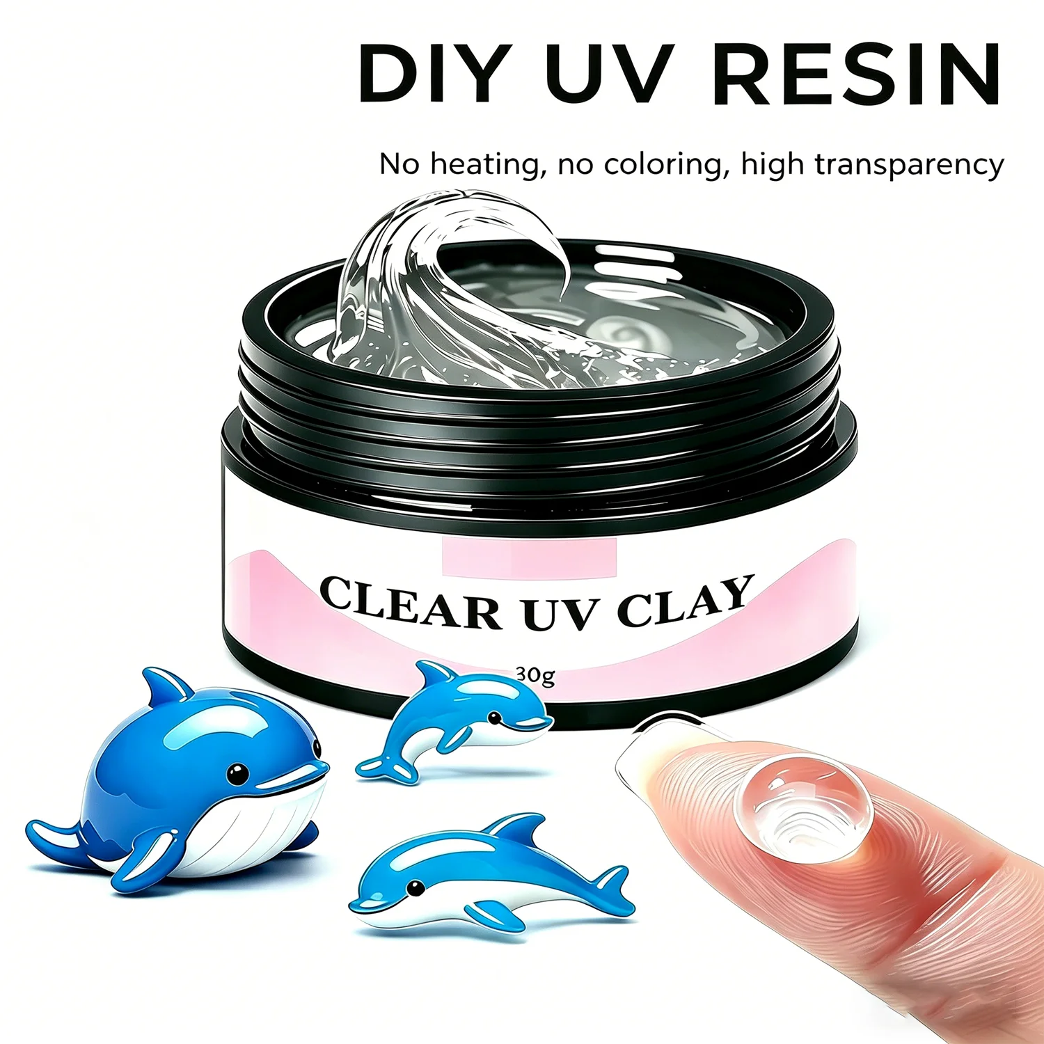 

UV Clay Clear Polymer Resin for 3D Crafts,DIY Jewelry Making,Silicone Mold, Crystal Clear Casting,Miniature Art&Handmade Resin