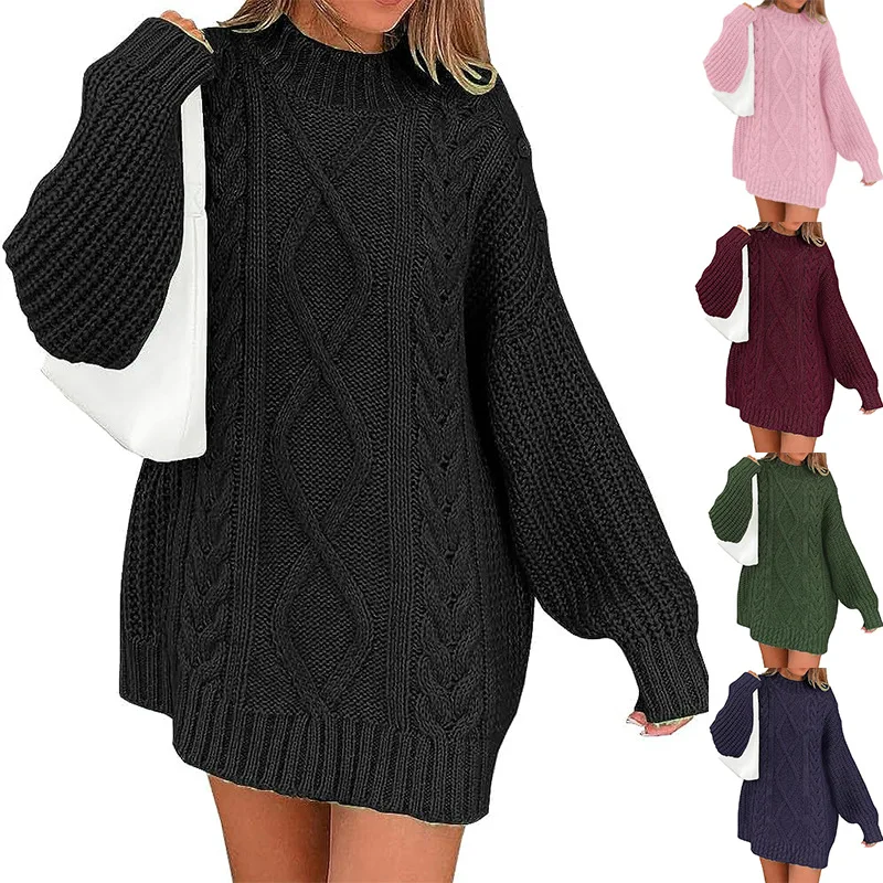 

Women's Knitted Sweaters Pullovers Autumn and Winter Twisted Flower Long-sleeved Loose Jumpers