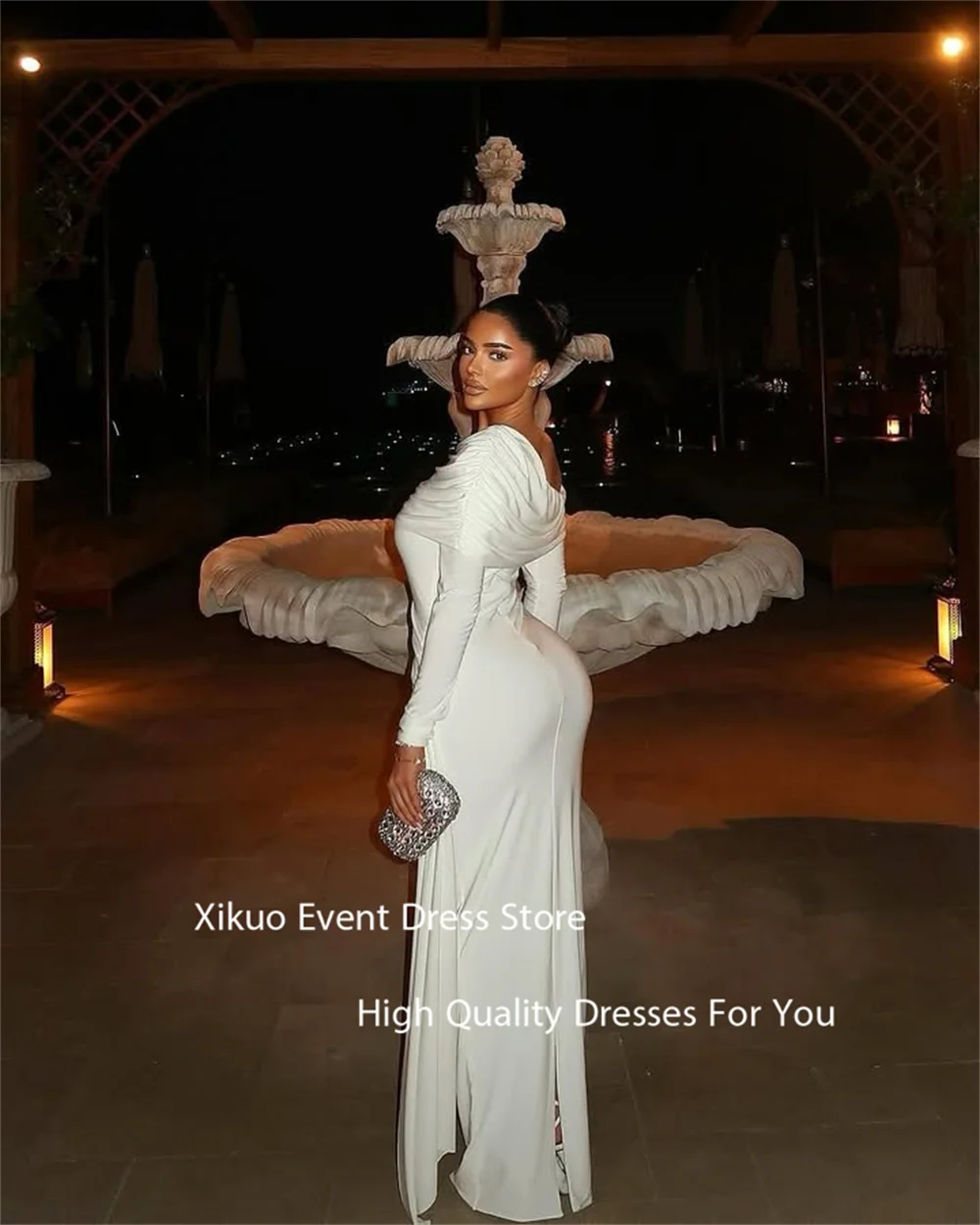 Xikuo Geraffte, figurbetonte, formelle Brautkleider, Meerjungfrau, drapiert, Schlitz, Brautkleider, asymmetrischer Ausschnitt, Vestido De Novia, individuell gestaltet