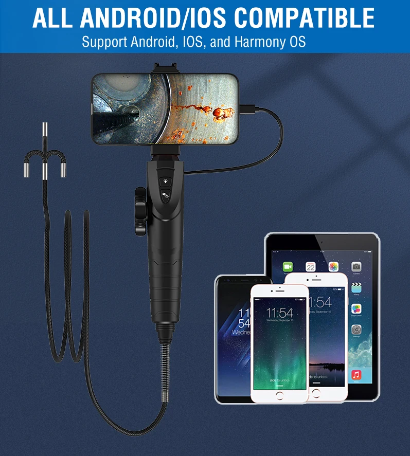 Telecamera endoscopio per telefono cellulare portatile rigida da 1 metro Telecamera per endoscopio da 90 gradi per turbocompressore Reinigungsset automatico