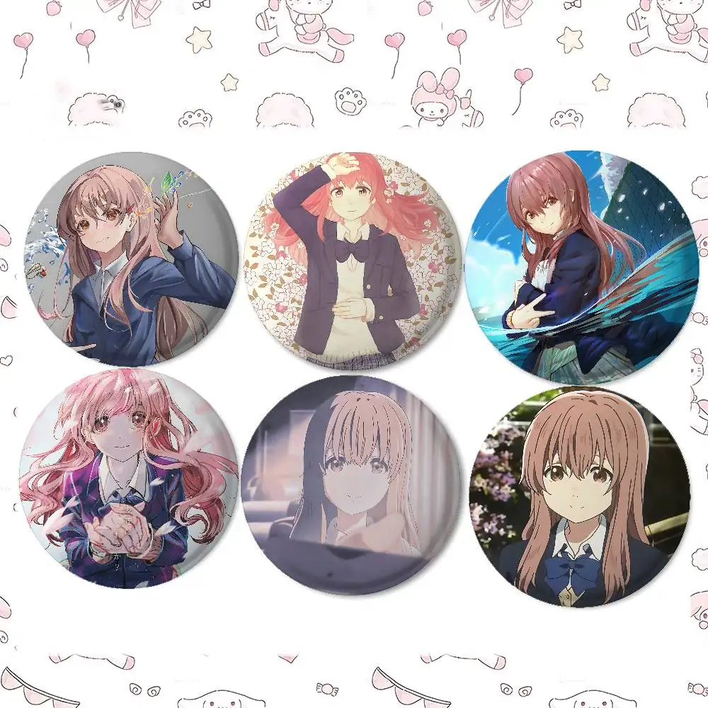 Anime N-Nishimiya S-Shouko Badges Peripheral Lapel Pins Tinplate Round Brooch For Shoulder Bag Accessories Souvenir Gifts