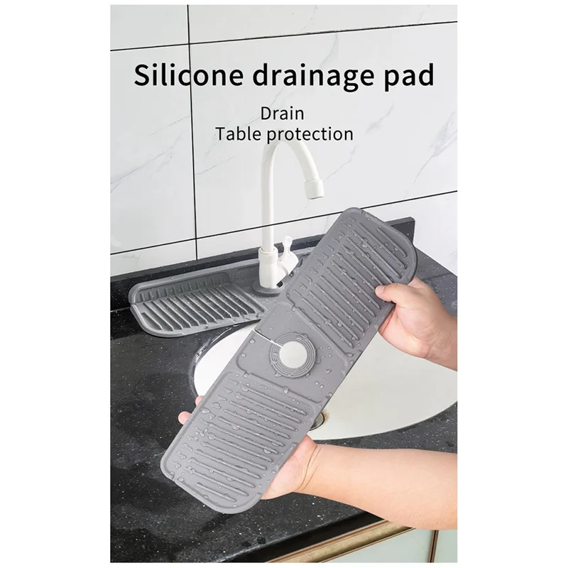 

AA76-2PCS Кухонный силиконовый коврик для смесителя, коврик для улавливания воды, коврик для раковины, защита для столешницы, ванная комната