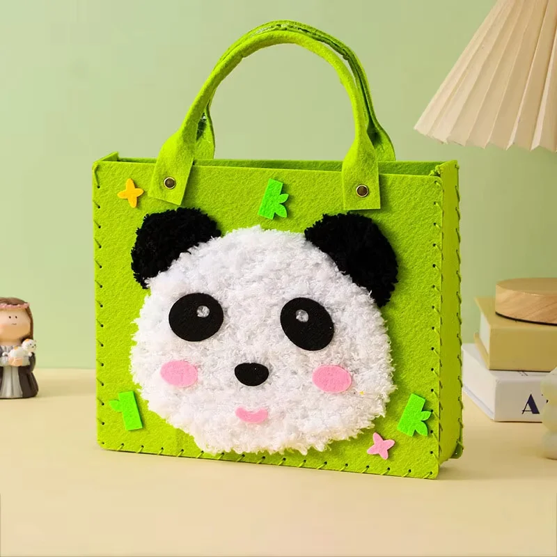 Creative Hand Sewn Handbag Material Kits for Kids Children Beginner DIY Felt Animal Bag Threading Sewing Learning Craft Toys