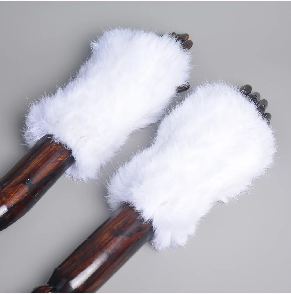 Lady Winter 100% Natural Real Rex Rabbit Fur Glove Women Soft Rex Rabbit Fur Glove Foashion Warm Knitted Genuine Fur Gloves