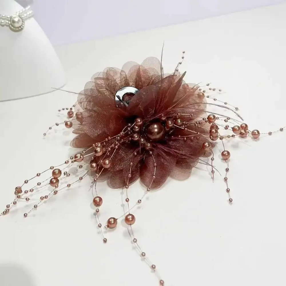 Fashion Peony Flower Grasping Clip Plastic Headwear Hair Claw Tassel Bow Hairgrips Girl