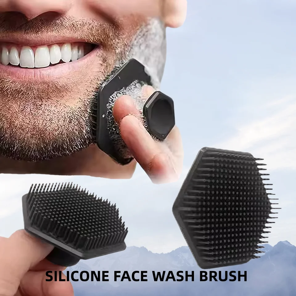 Scrub in silicone da uomo con cuscinetto per massaggio, spazzola per strumenti per la cura della barba inodore e delicata utilizzata per la pulizia quotidiana degli uomini
