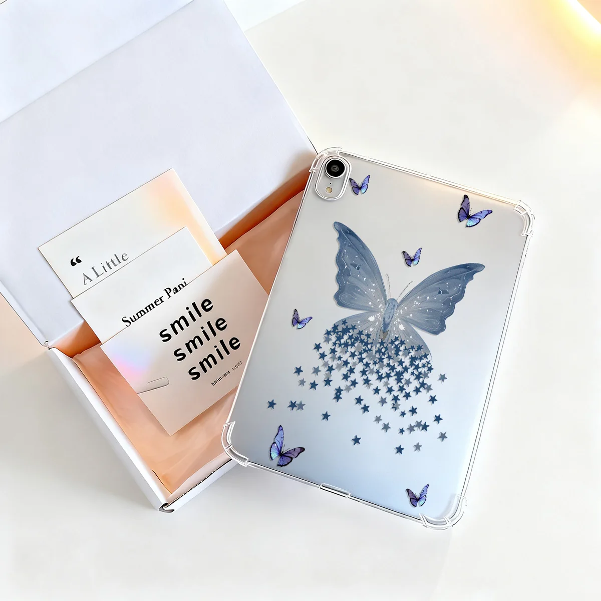 Silicone Transparent Blue Butterfly Tablet Case For iPad Pro 2017 2022 12.9 Inch Air 1 2 5 6 For iPad 2 3 4 9.7Inch Mini 4 3 2 1