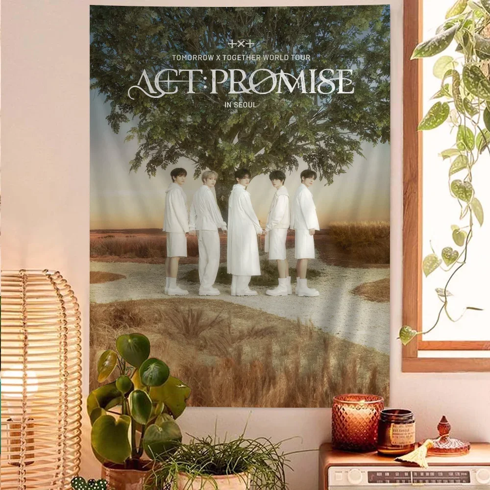 Kpop T-TOMORROW X T-TOGETHER TXT DIY Wall Tapestry Hanging Tarot Hippie Wall Rugs Dorm INS Home Decor