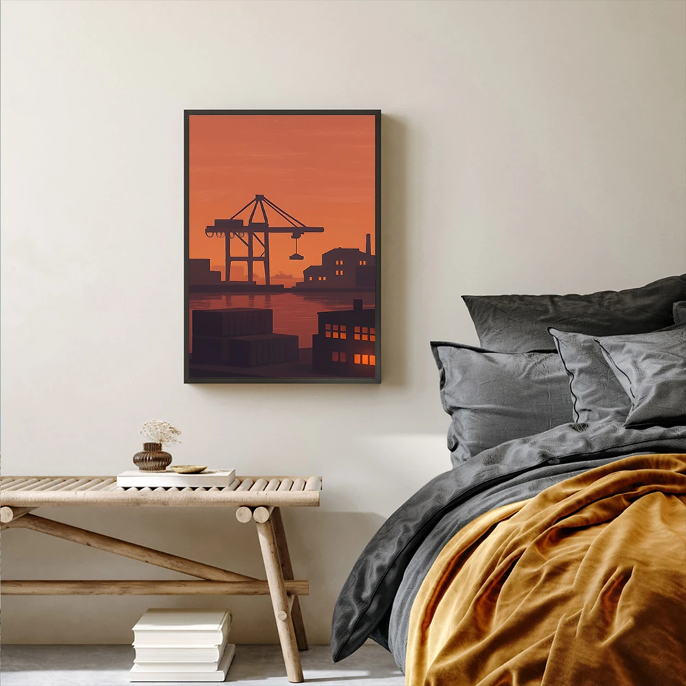 الحد الأدنى الرجعية المشهد الملصقات بكسل الفن سيتي سكيب يطبع حائط لوح رسم الفن صور غرفة المعيشة المنزلي ديكور حديث #4