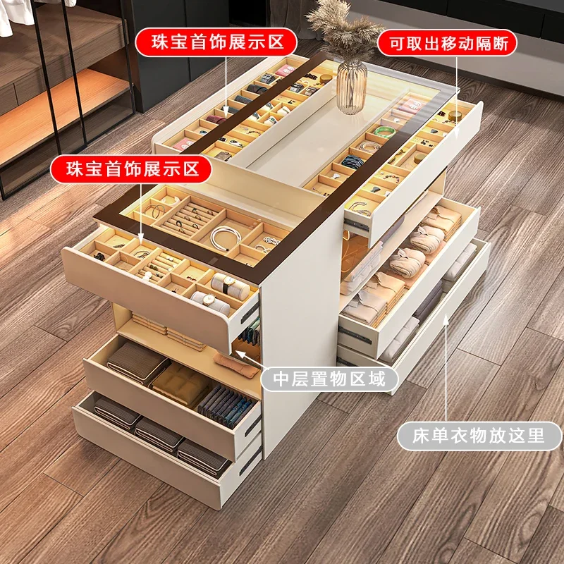 

*-*jewelry Display Cabinet Modern Simple Home Cloakroom, Mid-island Cabinet, Chest Cabinet, Light Luxury, High-end Luxury Storag