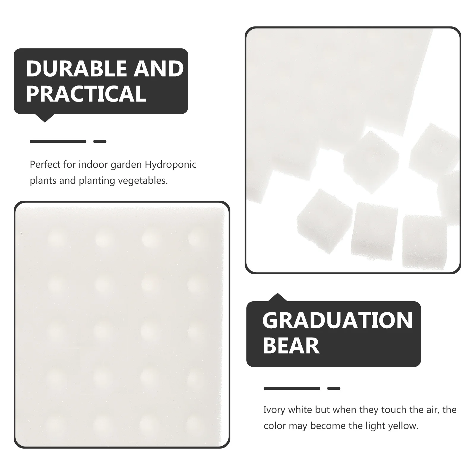 

3 Sheets Hydroponic Sponge Block Ivory White Durable Soilless Cultivation Gardening Tools Vegetable Planting Tray