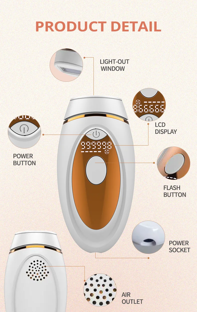 Tragbares Laser-Haarentfernungsgerät 999900 Blitze Bikini-Trimmer Quarzlampe Schmerzlose Dauerhafte Haarentfernung für Frauen IPL Epilierer – Detail 11