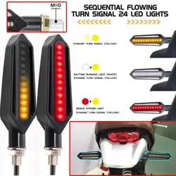 Motorcycle 24LED 10mm High Bright Amber Turn Signal Indicator Light Front Rear White Day Running Light Flowing Red Brake Lamps
