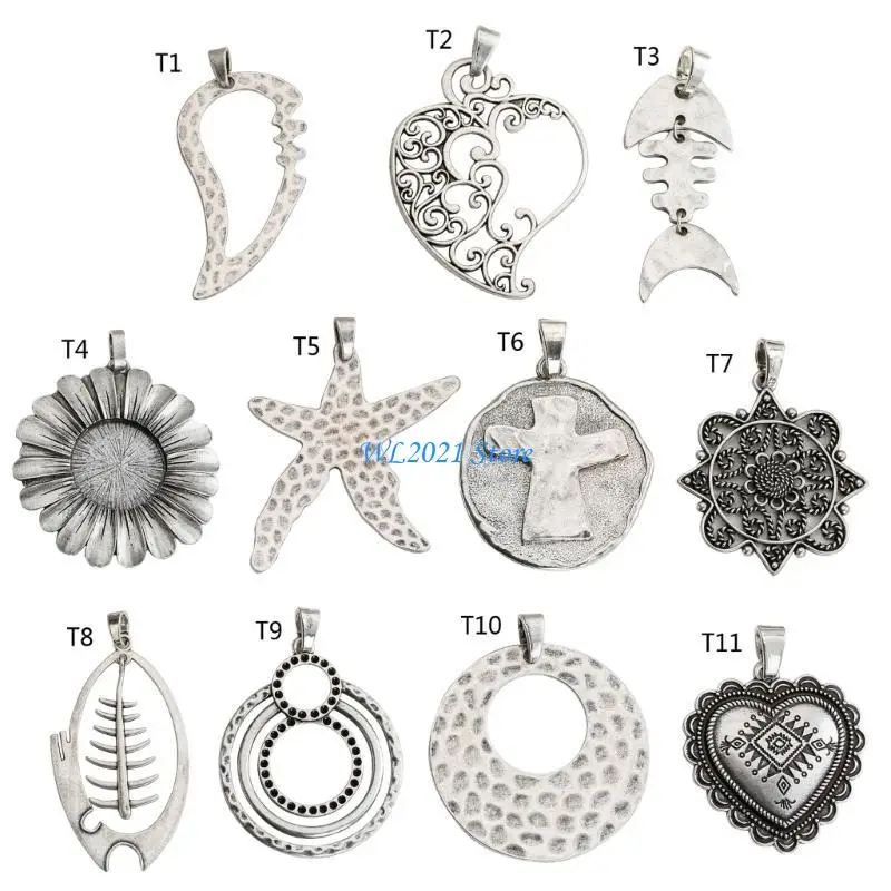

G5GC Fashion Leaf Heart Fish Pendant Accessories for DIY Necklace Bracelet Jewelry