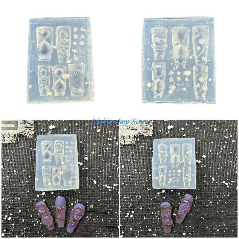 

Многоразовая силиконовая форма для тиснения розы для 3D-дизайна ногтей