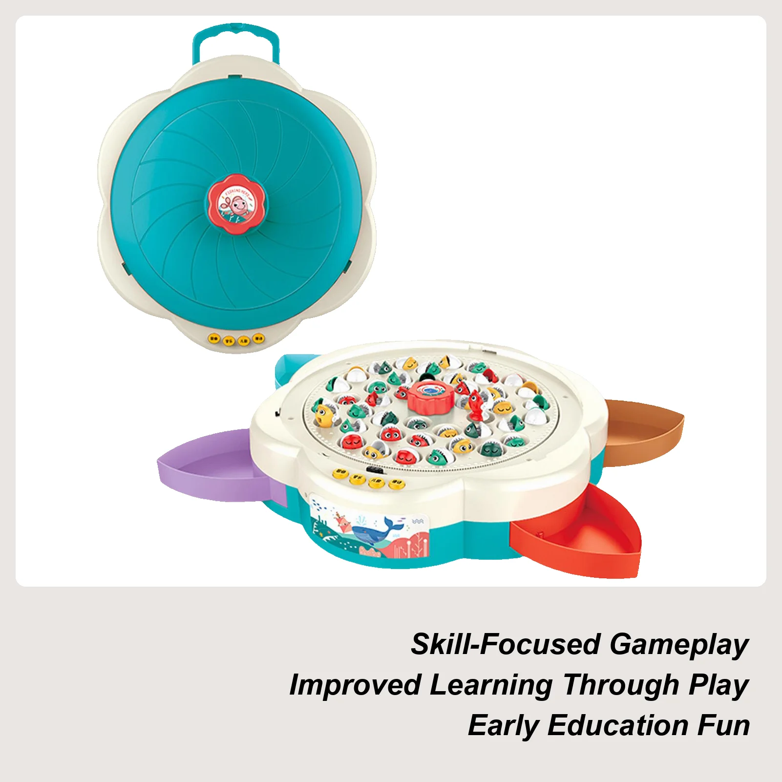 Magnet Fishing Game For Kids Rotating Fish Board With Music Parent-Child Bonding Learning Activity For 4-6 Years Old Children