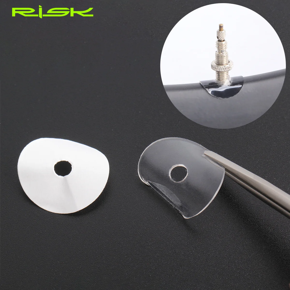 20pcs/lot RISK Mountain Road Bike Bicycle Air Nozzle Valve Core Gasket Sticker Tube Tire Fixed Paster For Presta Valve  RA121