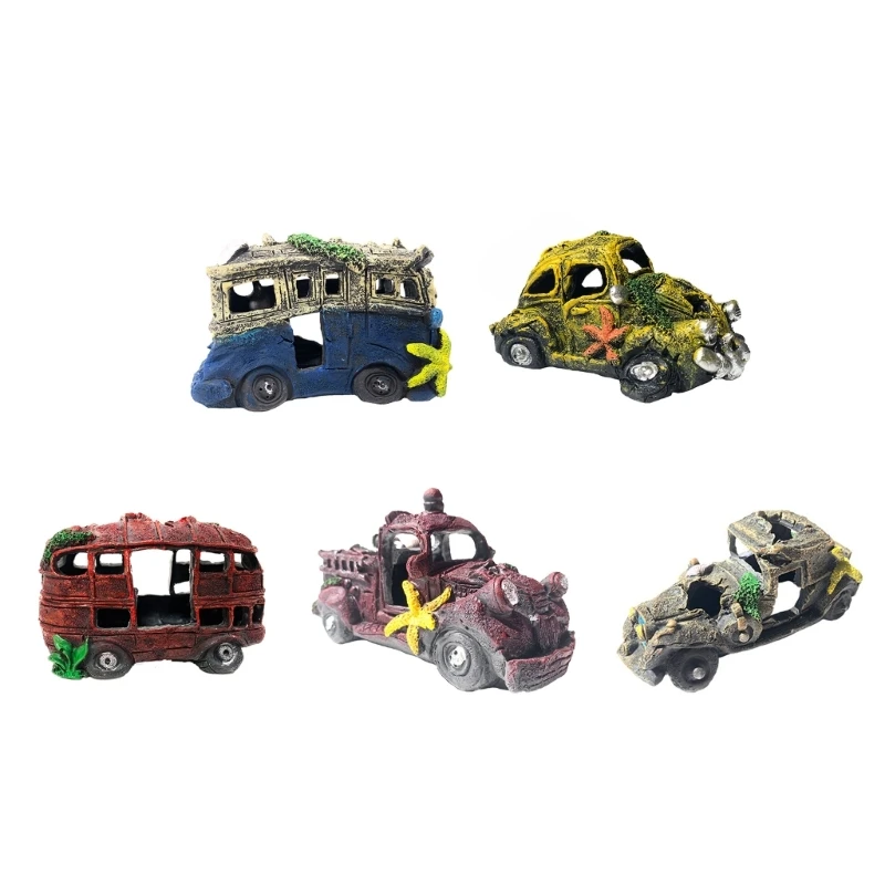 Realistic Wrecked Car Resin Simulation Aquarium Ornaments Fish Tanks Aquarium Supplies Suitable for Various Settings