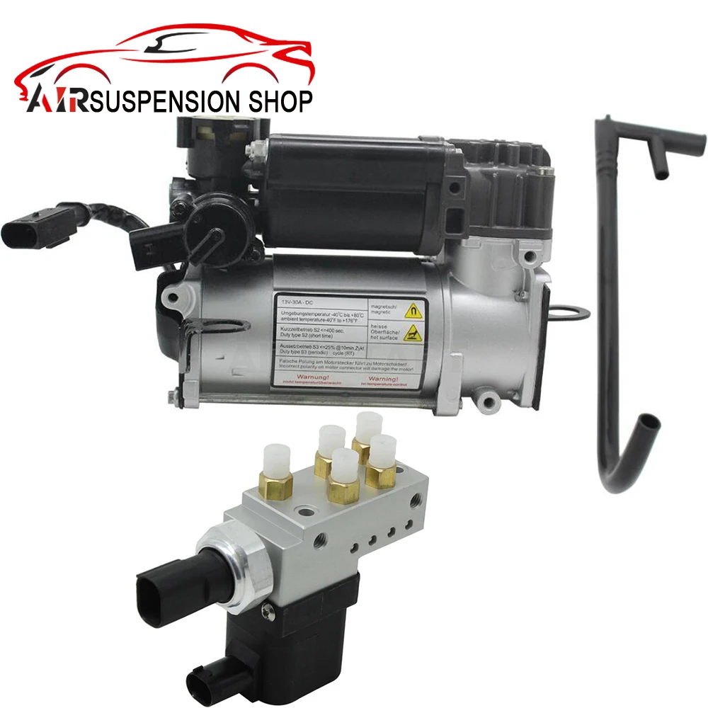 Air Suspension Compressor Pump With Valve Block & Air Pipe For Mercedes Benz W220 S500 S430 S350 OEM 2203200104